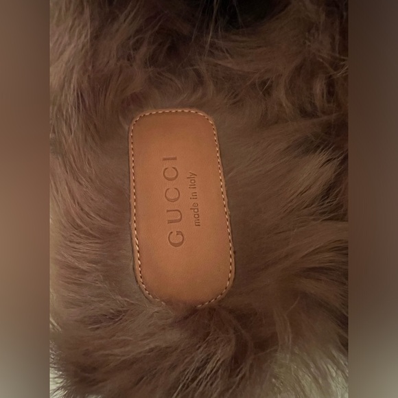 New Gucci Princetown Horsebit fur Mules Lined black Embroidered Flower size 35 - Picture 10 of 14